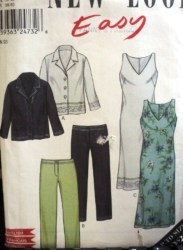 6053 NEW LOOK  EZ SLEEVELESS V-DRESS,  SHIRT-JACKET, PANTS PATTERN 10-22 UNCUT